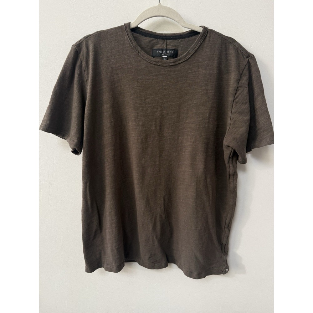 Rag & Bone Men's Size Large Brown Cotton Classic Flame Short Sleeve T-Shirt